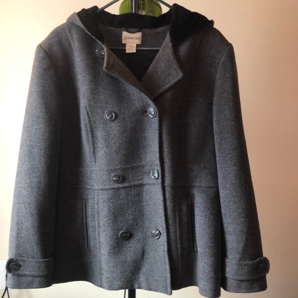 Double breasted pea coat with hood